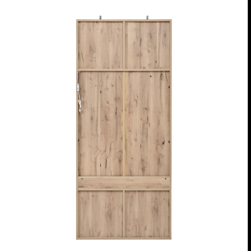 Vestiaire à l'entrée effet bois avec banc 5 crochets, 2 portes, 6 niches et LED 80x185x35cm CLARITYVEXX