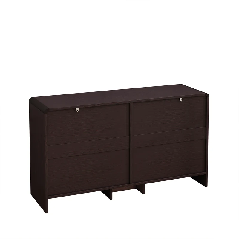Buffet effet bois marron 6 tiroirs en rotin 130x40x74cm MOMENTUMCLARITYY