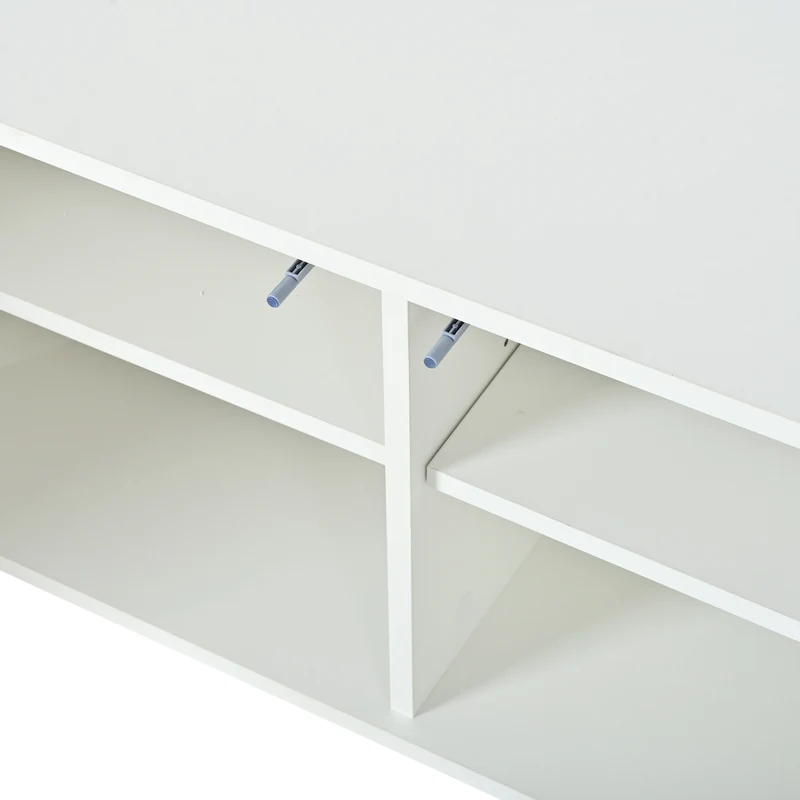 Meuble TV blanc 4 portes, design contemporain et lignes dorés asymétriques CASCADENEXUSA