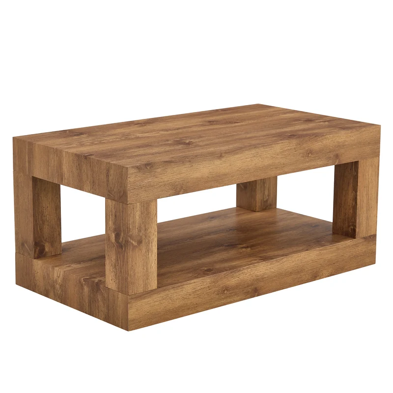 Table basse rectangulaire effet bois 2 niveaux 93x53cm CASCADEMOMENT