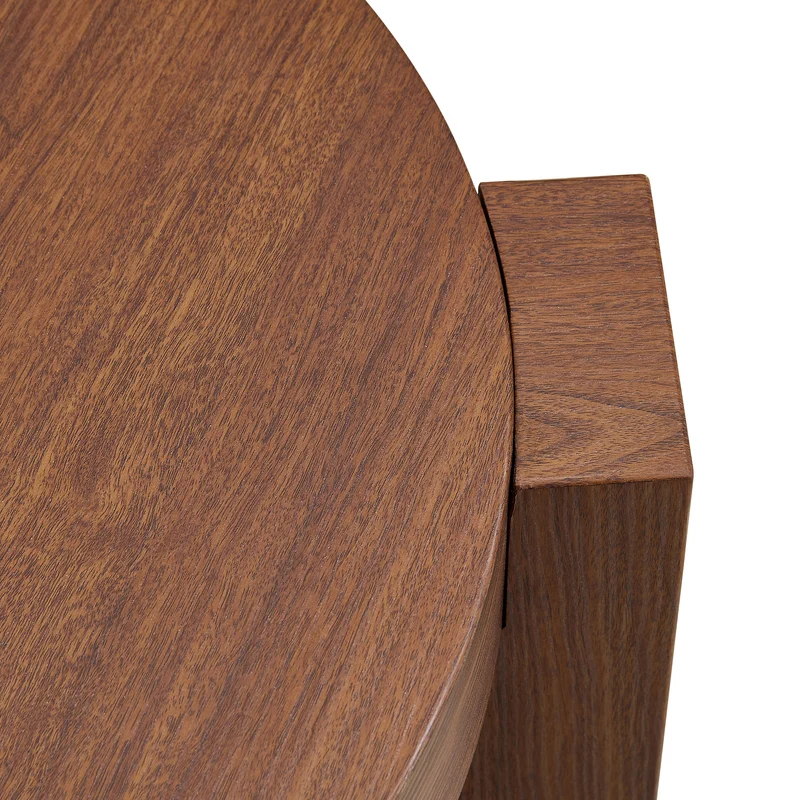 Lot de 2 tables basses modulables ronde effet noyer et verre trempé marron 61/44cm MERIDIANVERTE