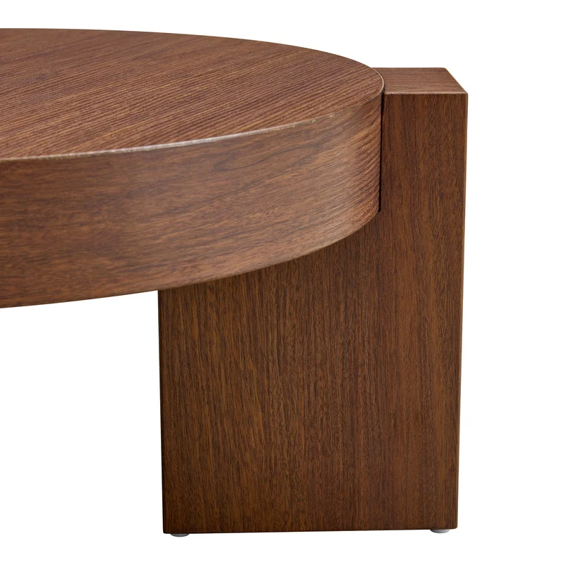 Lot de 2 tables basses modulables ronde effet noyer et verre trempé marron 61/44cm MERIDIANVERTE