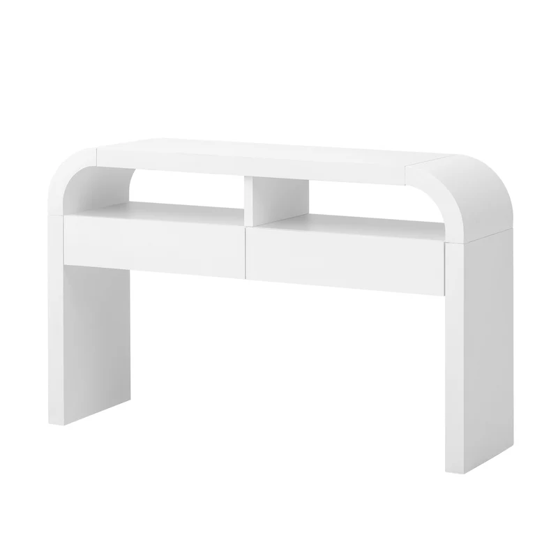 Console d'entrée blanc avec 2 tiroirs design courbé 120x35,5cm INFINITEMERID