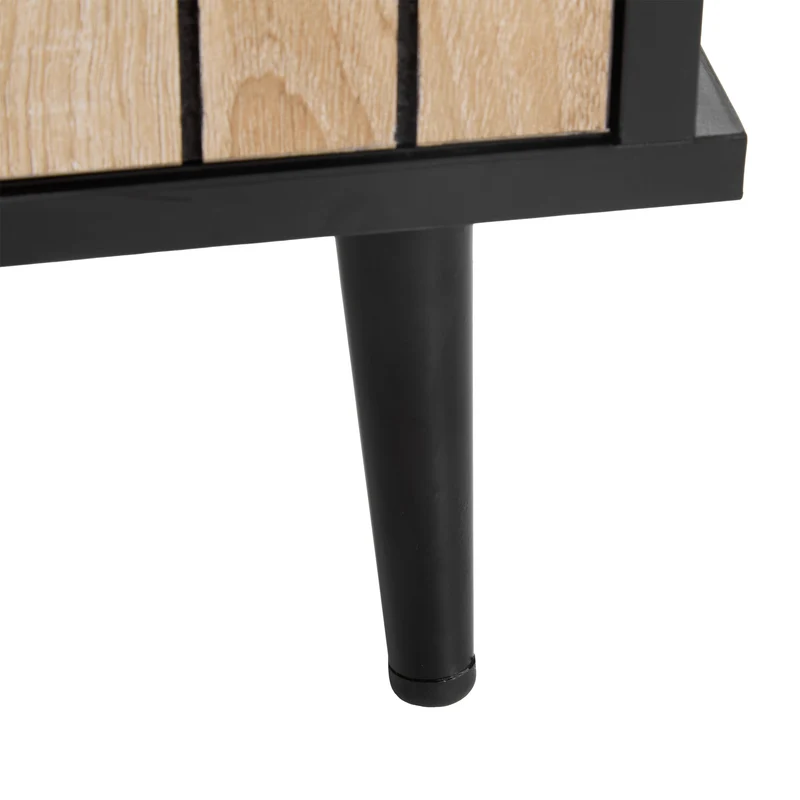 Buffet effet bois chêne avec 4 portes coulissantes et 1 tiroir 160Lx40Px80Hcm BIMPHA