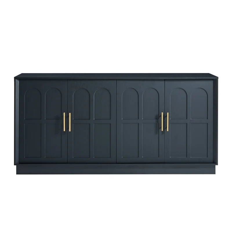Grand buffet d'apparat noir aux arches sculptées détails dorés XXL VERTEXVORNATHOR