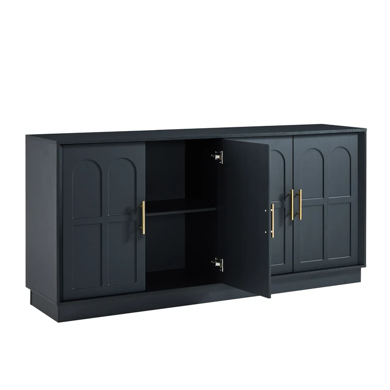Grand buffet d'apparat noir aux arches sculptées détails dorés XXL VERTEXVORNATHOR