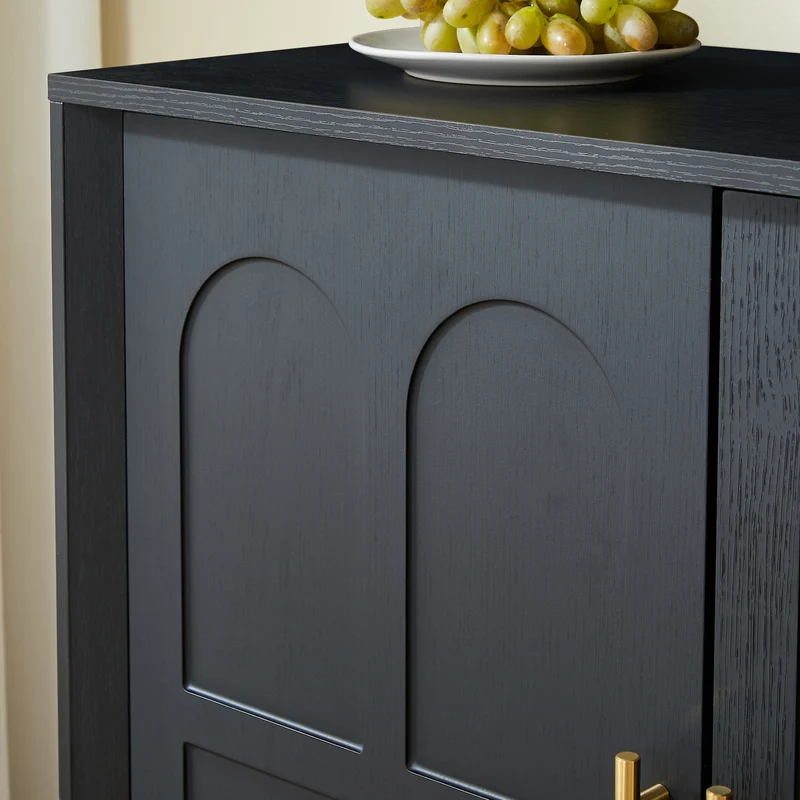 Grand buffet d'apparat noir aux arches sculptées détails dorés XXL VERTEXVORNATHOR
