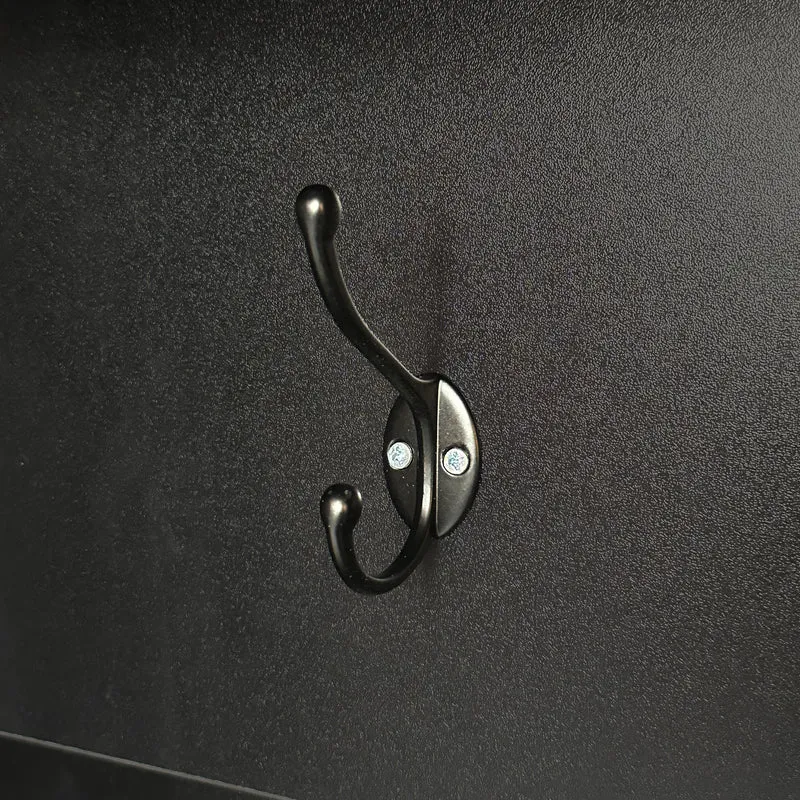 Vestiaire à l'entrée noir avec porte-manteaux étagères et assise 120x40x190 cm VERTEXSYTH