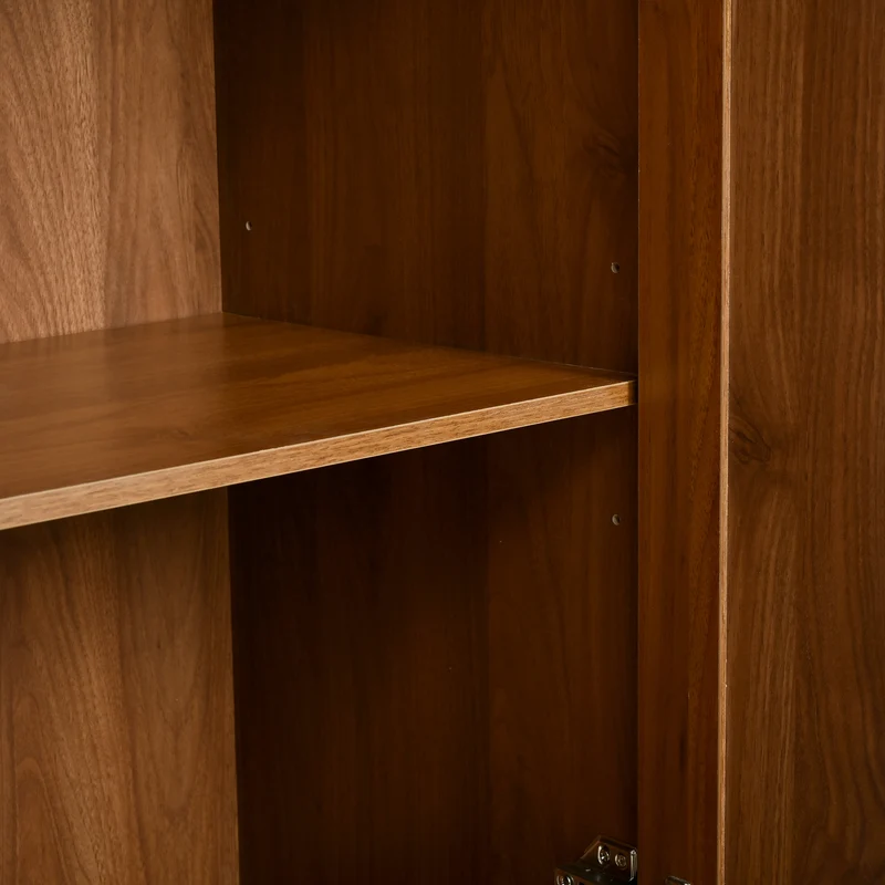 Vestiaire à l'entrée penderie miroir effet noyer avec tiroir 115x38,5x194,5cm RIFTKRYOSYN