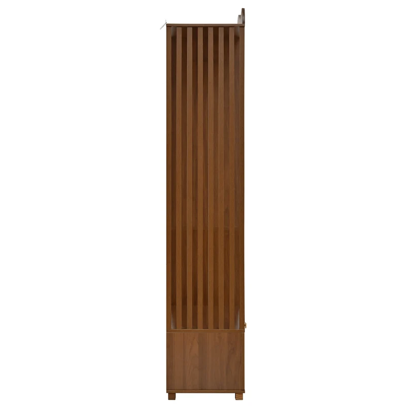 Vestiaire à l'entrée penderie miroir effet noyer avec tiroir 115x38,5x194,5cm RIFTKRYOSYN
