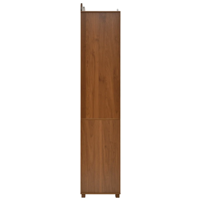 Vestiaire à l'entrée penderie miroir effet noyer avec tiroir 115x38,5x194,5cm RIFTKRYOSYN