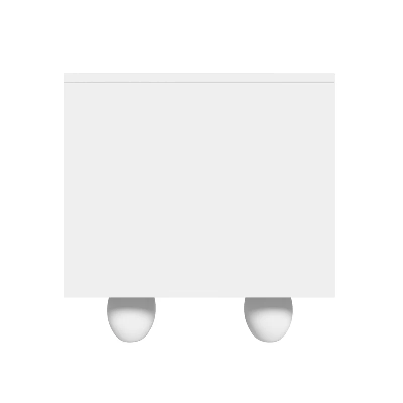 Meuble TV blanc 4 portes géométriques sculptés pieds boules 180*40*42cm RIFTMYRKON