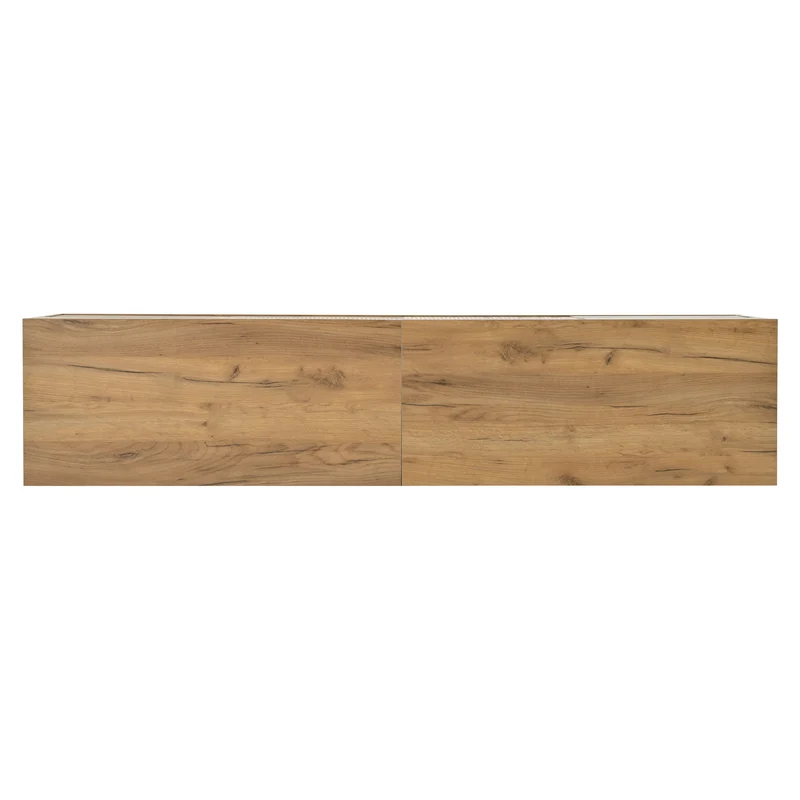 Meuble TV effet bois design symétrique 4 portes 180x40x50cm RIFTKAELISYNATH