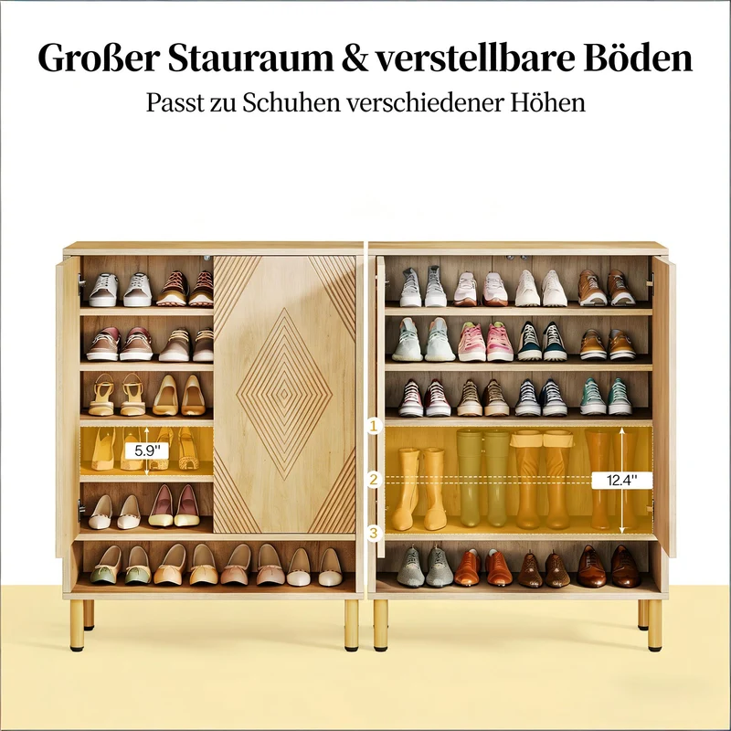 Meuble à chaussures effet bois motif géométrique 7 niveaux grande capacité 73x35x115cm VERTEXZORVAK