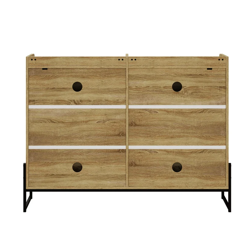 Meuble à chaussures étroit 4 abattants, bois naturel, 118x25x91,5cm RIFTKAELISYNOR