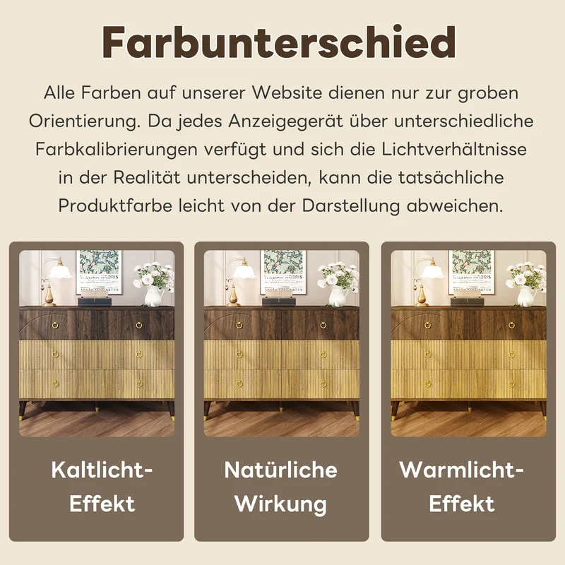Buffet bois bicolore noyer et naturel avec accents dorés 120x40x81cm DRAPERY