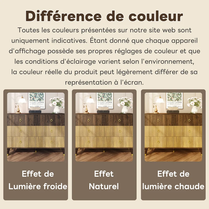 Buffet bois bicolore noyer et naturel avec accents dorés 120x40x81cm DRAPERY