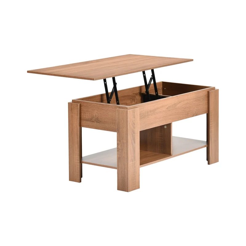 Table basse avec plateau relevable effet bois et marron 96*50 ELOT BROWN 96