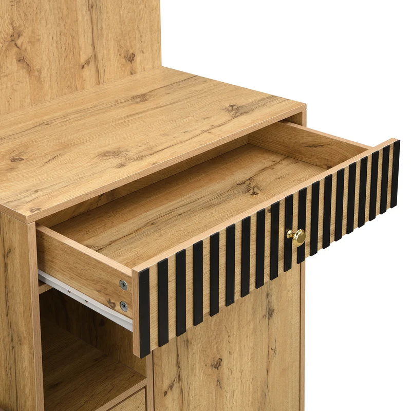 Vestiaire à l'entrée effet bois avec miroir, banc, porte-manteau et meuble de à chaussures 2 portes 1 tiroir SIROCCOWHIS
