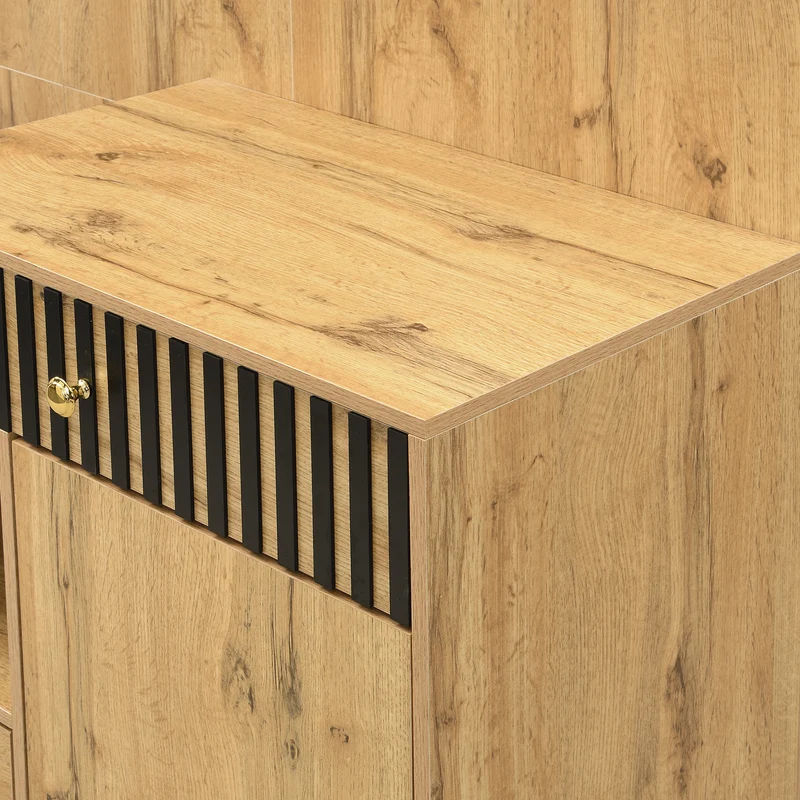 Vestiaire à l'entrée effet bois avec miroir, banc, porte-manteau et meuble de à chaussures 2 portes 1 tiroir SIROCCOWHIS