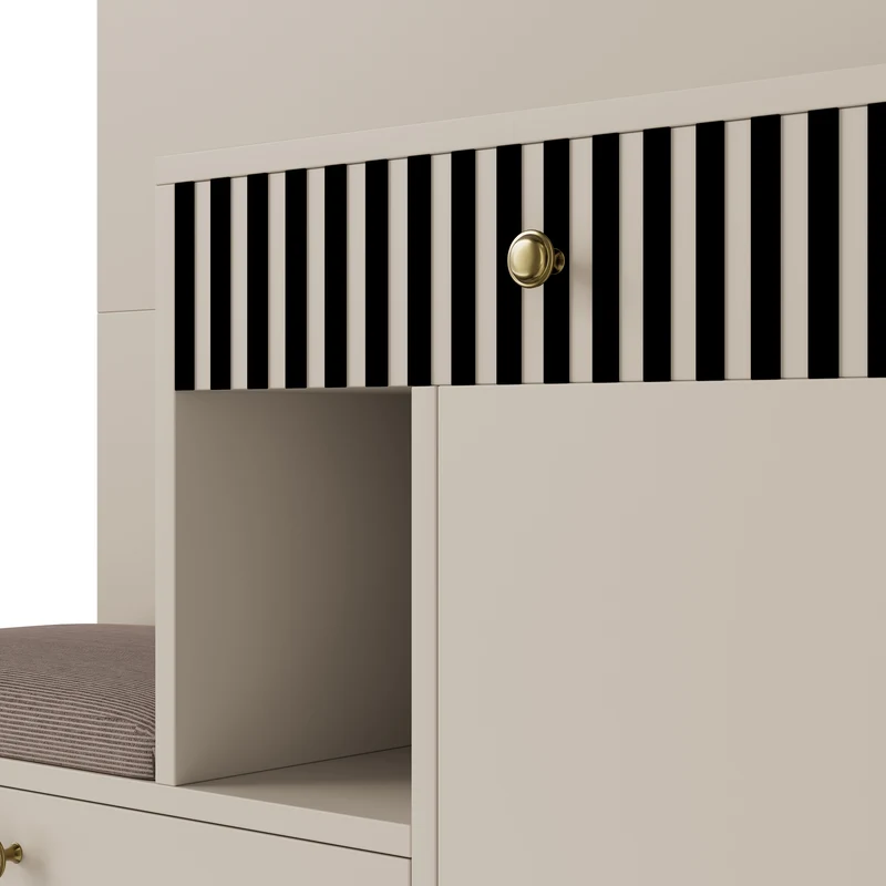 Vestiaire à l'entrée blanc avec miroir, banc, porte-manteau et meuble de à chaussures 2 portes 1 tiroir OBSIDIANCHASM