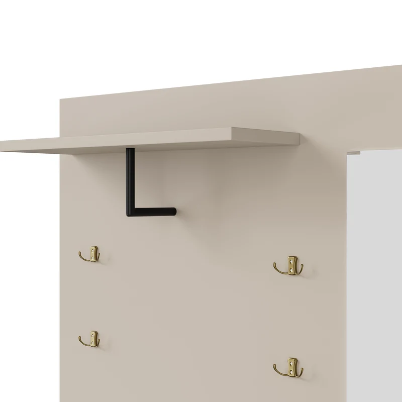 Vestiaire à l'entrée blanc avec miroir, banc, porte-manteau et meuble de à chaussures 2 portes 1 tiroir OBSIDIANCHASM