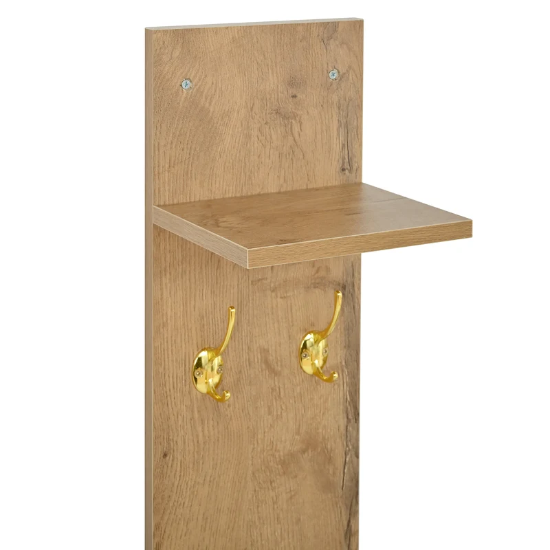 Vestiaire à l'entrée 3 pièces avec miroir, LED, porte-manteau et meuble à chaussures, blanc/naturel, 105x25x151.5 cm MERIDIANVEX