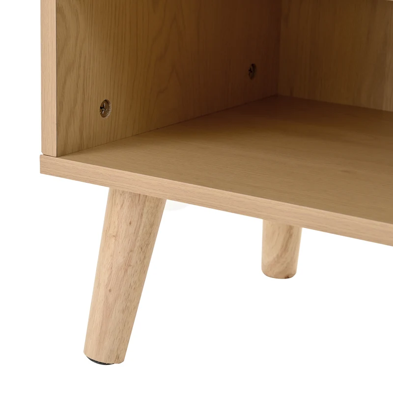Meuble à chaussures en rotin effet bois 3 portes, 1 tiroir 120x35x106 cm MERIDIANLUME