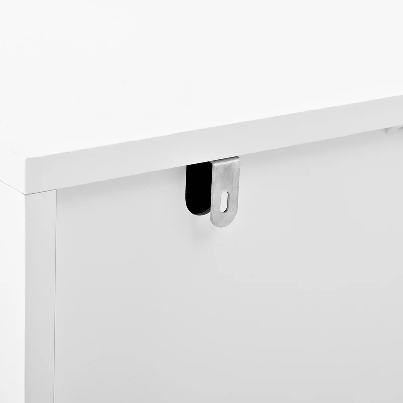 Meuble TV contemporain blanc aux finitions cannelées 3 portes battantes 170x40,5x47 cm CASCADEKAEL