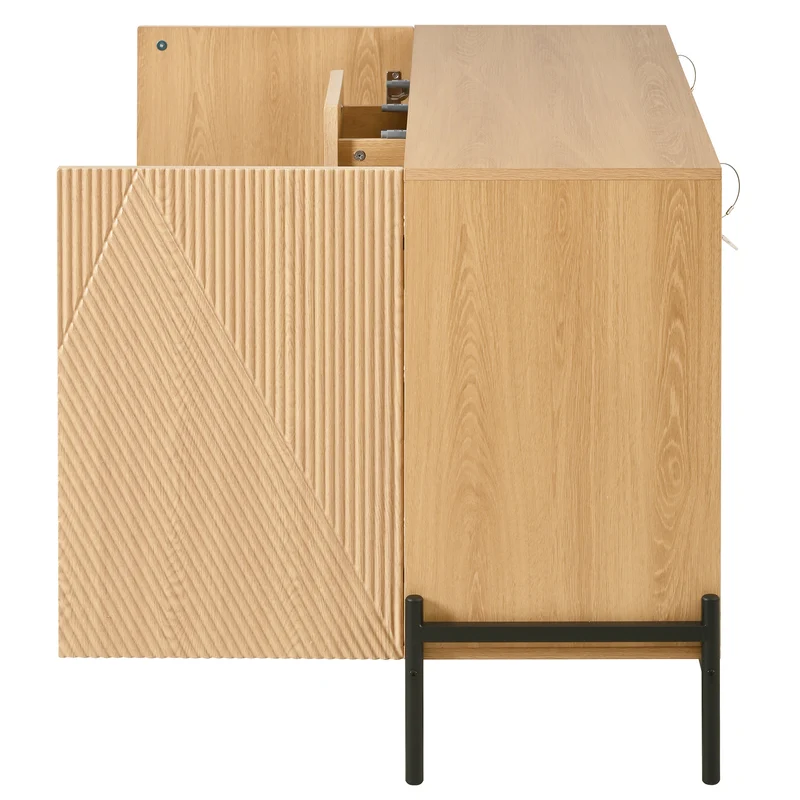 Buffet contemporain effet bois naturel design géométrique 115,5x40x76cm CASCADEXYTE