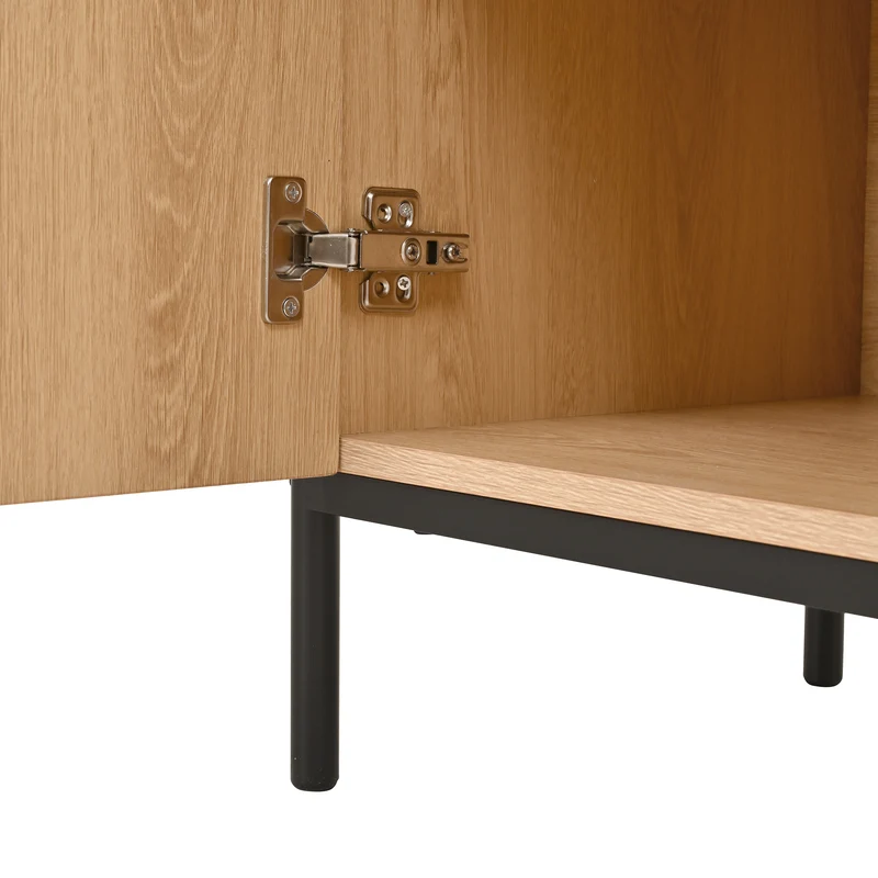 Buffet contemporain effet bois naturel design géométrique 115,5x40x76cm CASCADEXYTE