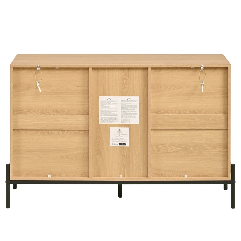 Buffet contemporain effet bois naturel design géométrique 115,5x40x76cm CASCADEXYTE