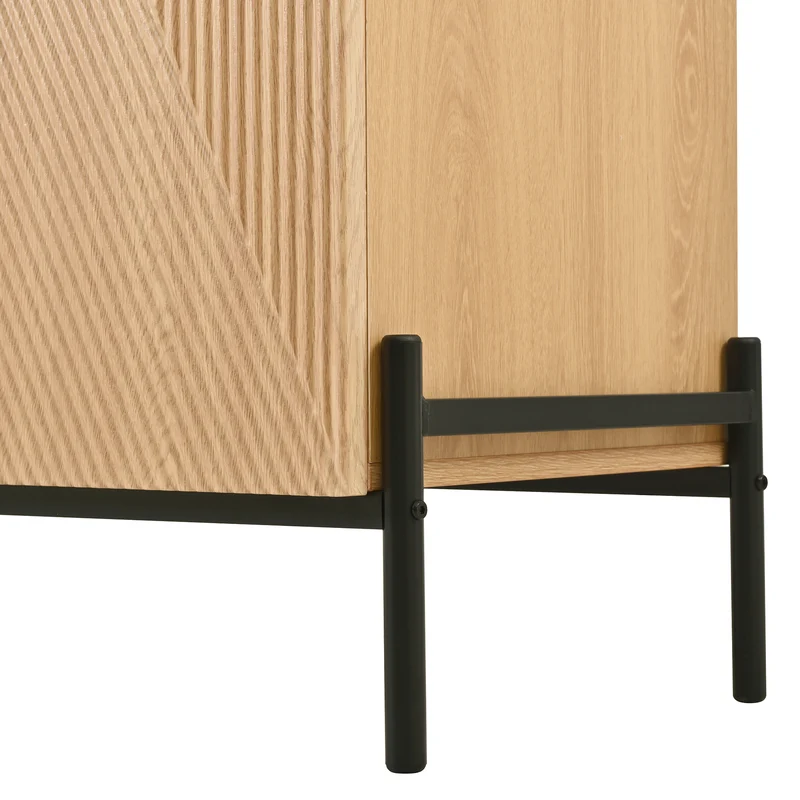 Buffet contemporain effet bois naturel design géométrique 115,5x40x76cm CASCADEXYTE