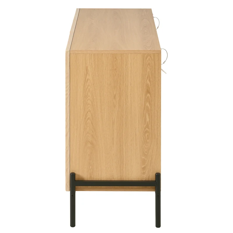 Buffet contemporain effet bois naturel design géométrique 115,5x40x76cm CASCADEXYTE