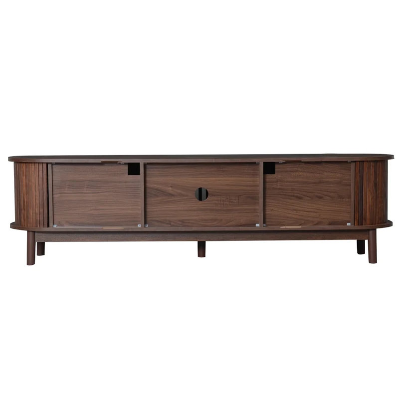 Meuble TV effet bois marron rétro vintage avec portes coulissantes et battantes CEDARWING