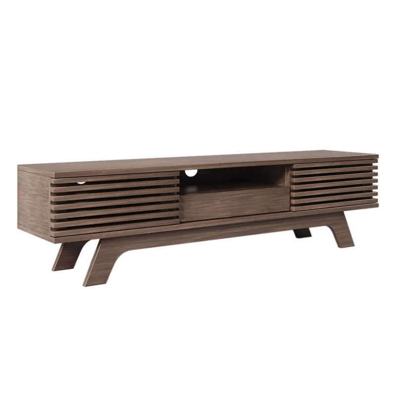 Meuble TV vintage rétro effet bois avec tiroir 2 portes MUQAK