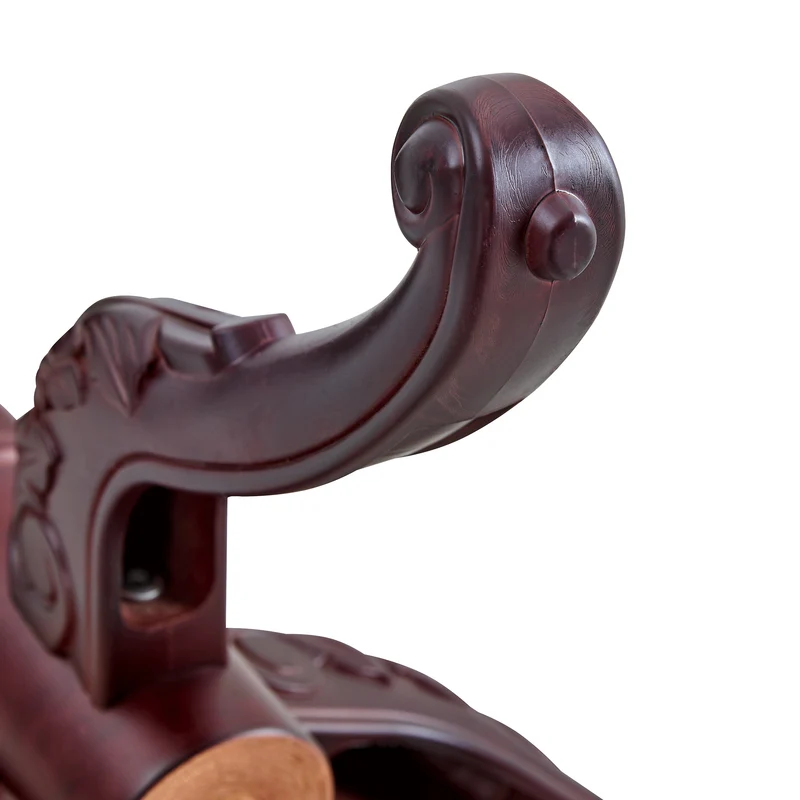 Portemanteau sur pied baroque en bois acajou avec panier vide-poche et crochets sculptés 195cm TRAVERSELS