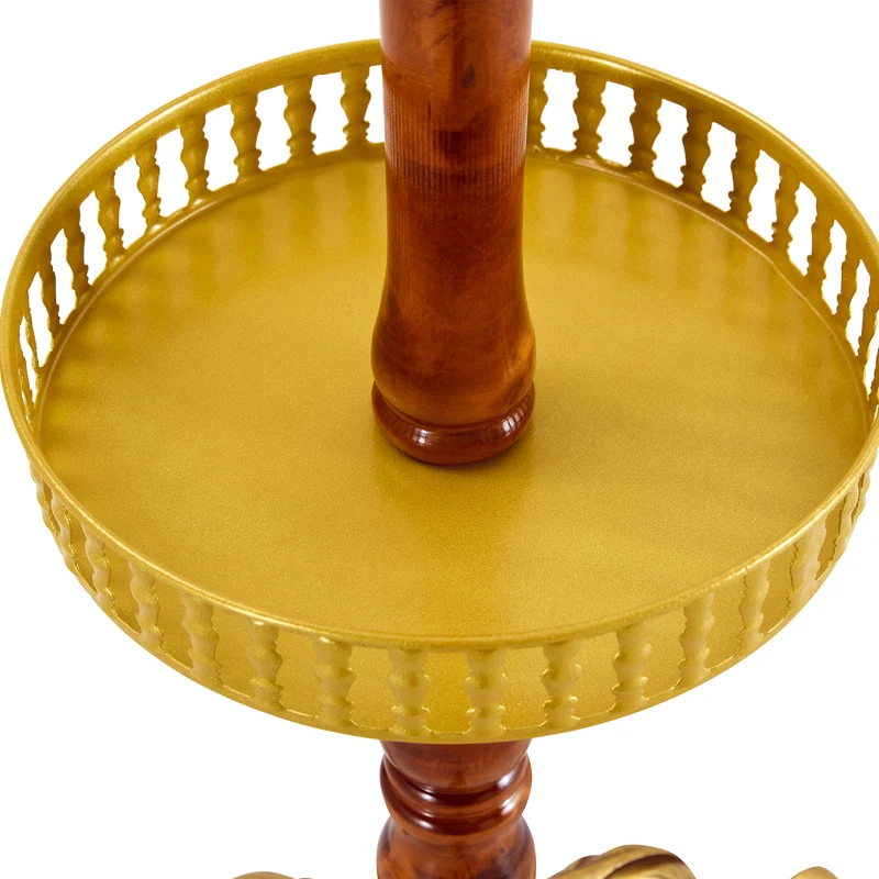 Portemanteau sur pied baroque en bois verni et détails dorés avec panier vide-poche et crochets sculptés MYSTICORA