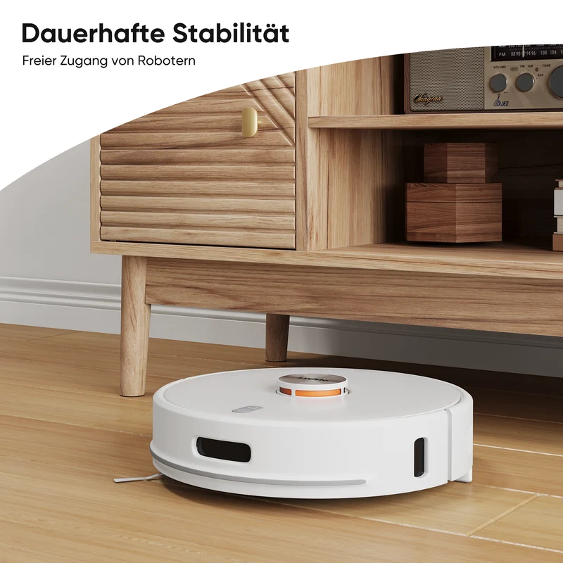 Meuble TV en bois clair avec portes sculptées et pieds évasés poignées dorées 110x40x48cm ELYSIUMLSE