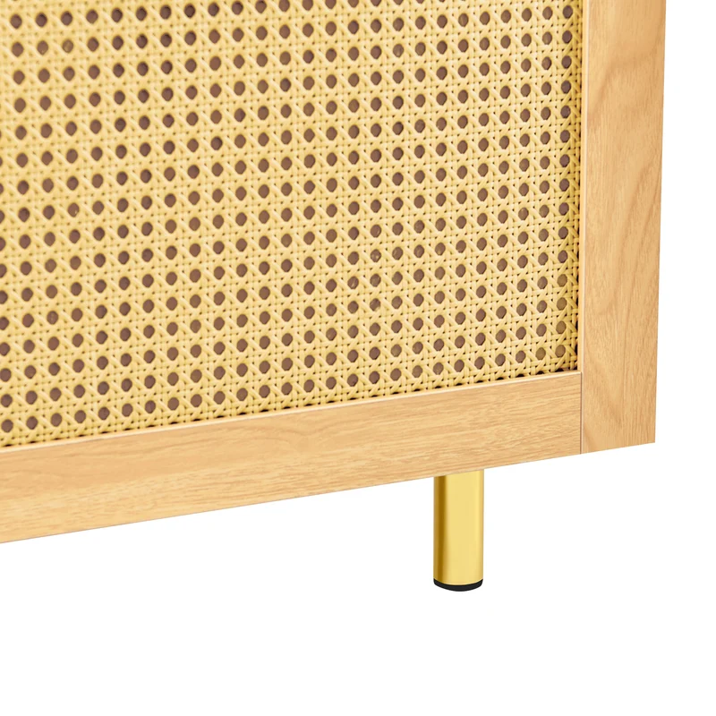 Meuble TV effet bois en rotin 3 portes 180x40x63cm MYSTICIA