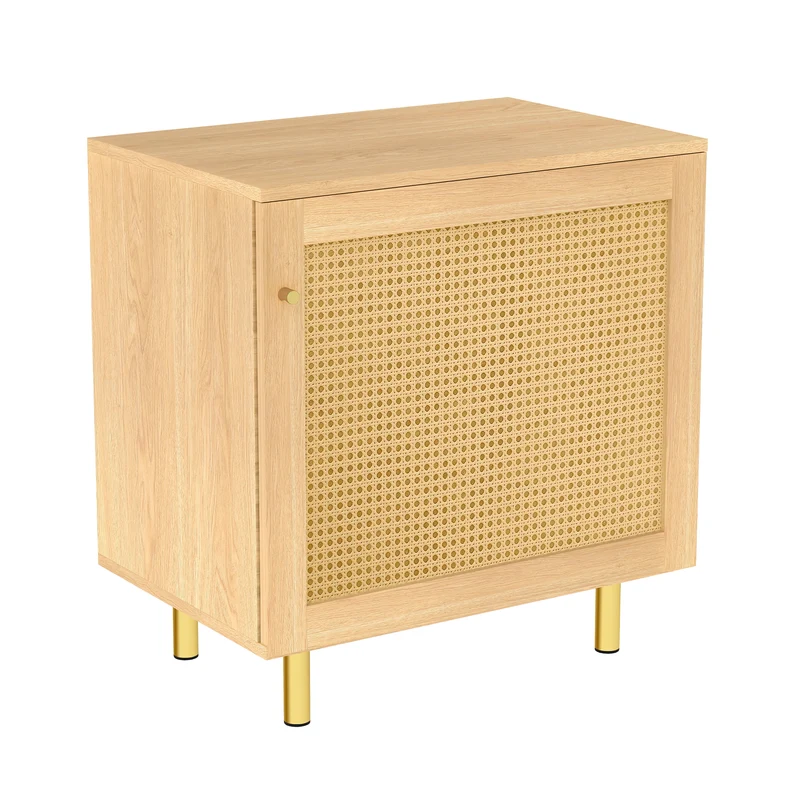 Meuble TV effet bois en rotin 3 portes 180x40x63cm MYSTICIA