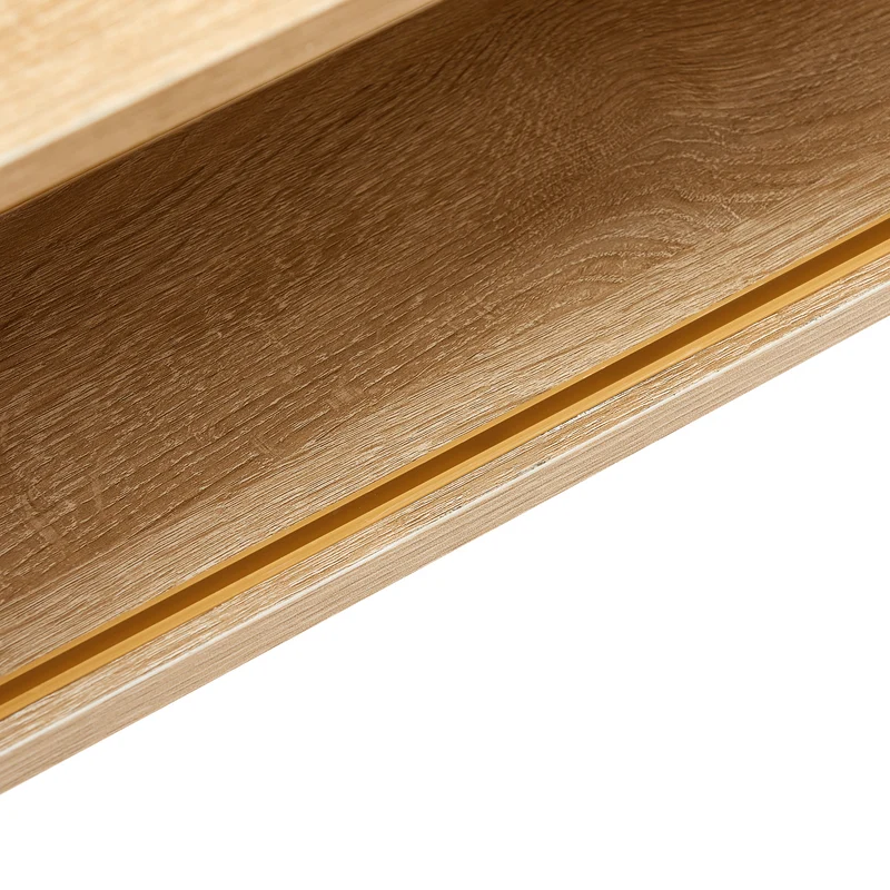Table basse effet bois en rotin tressé avec portes coulissantes, pieds en bois massif 105x55x40cm LYRICIA