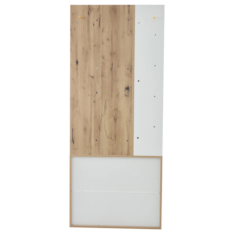 Vestiaire à l'entrée effet bois et blanc rangement étagères et porte-manteau FERNSTONE