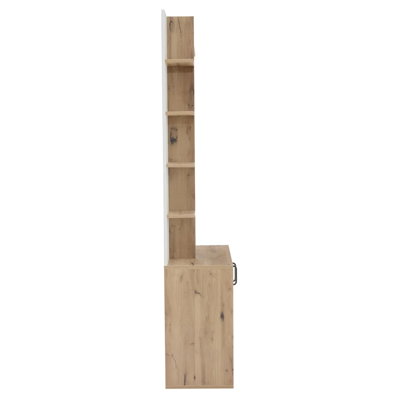 Vestiaire à l'entrée effet bois et blanc rangement étagères et porte-manteau FERNSTONE