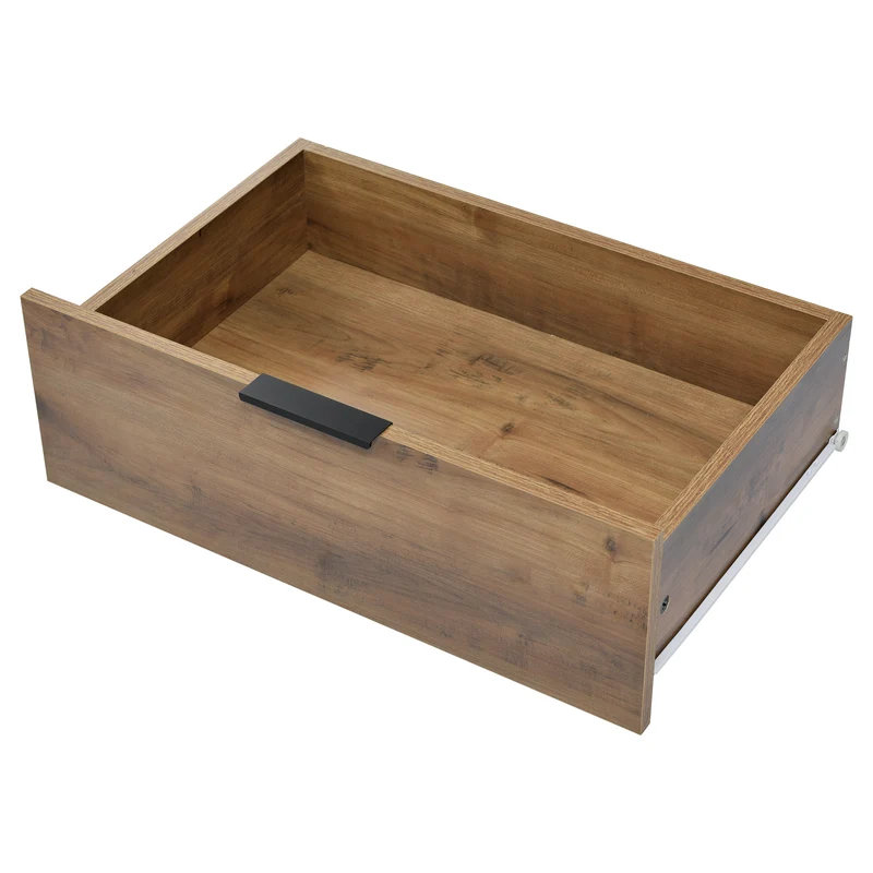 Buffet effet bois chêne foncé style industriel 2 portes 3 tiroirs 120x40x76cm OMNAERS