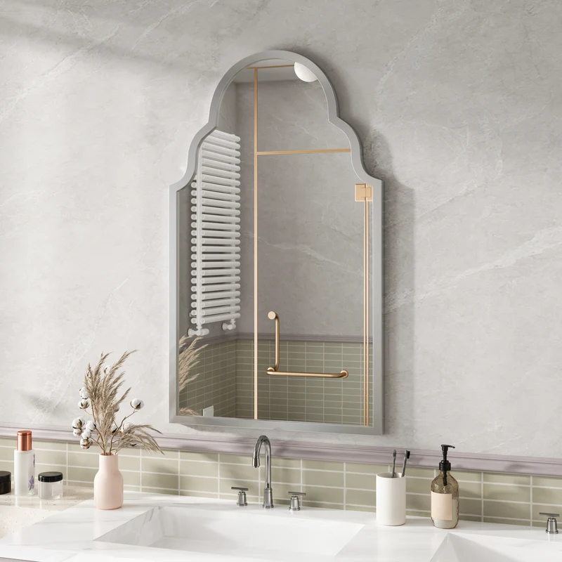 Miroir mural rectangulaire 61x101 cm, cadre en métal argenté, design moderne, idéal pour salle de bain, chambre ou salon IGNIMBDUST