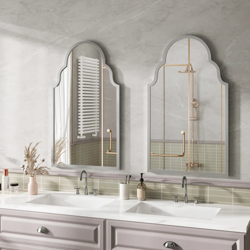Miroir mural rectangulaire 61x101 cm, cadre en métal argenté, design moderne, idéal pour salle de bain, chambre ou salon IGNIMBDUST