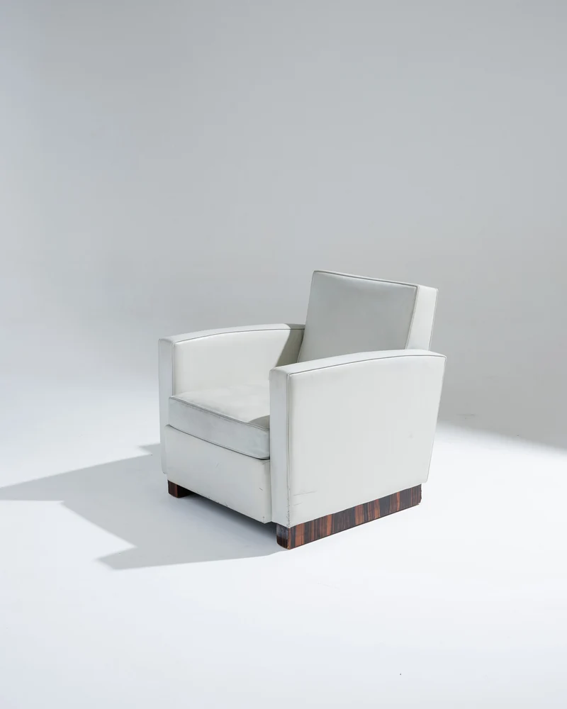 FAUTEUIL EN CUIR ART DÉCO, JACQUES ADNET, 1930s