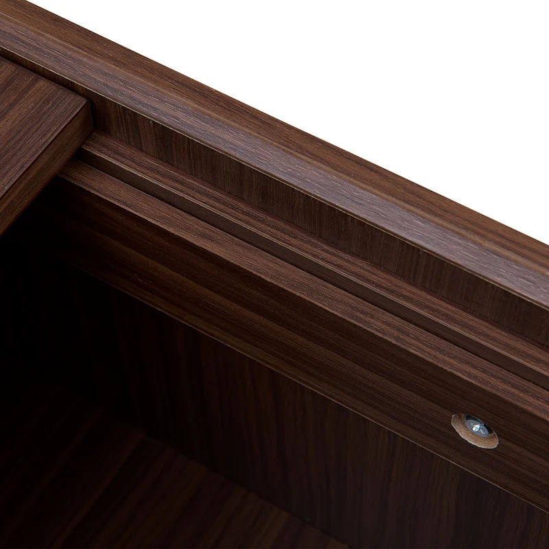 Table basse moderne avec tiroirs, effet marbre verre résistant, bois foncé noyer 105x50x41,5cm SYZYGYLINE