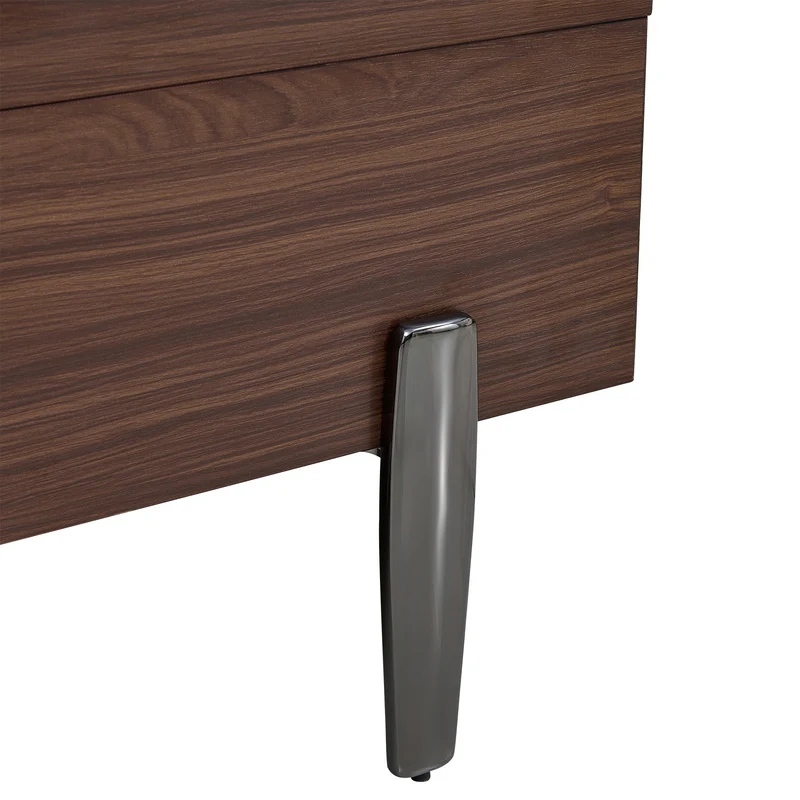 Table basse moderne avec tiroirs, effet marbre verre résistant, bois foncé noyer 105x50x41,5cm SYZYGYLINE
